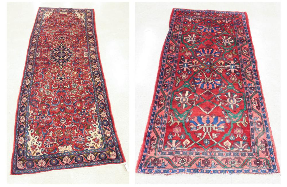 Appraisal: TWO HAND KNOTTED PERSIAN AREA RUGS both floral design on