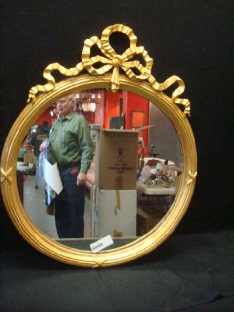 Appraisal: th Cent Giltwood Mirror with Ribbon Form Crown Dimensions