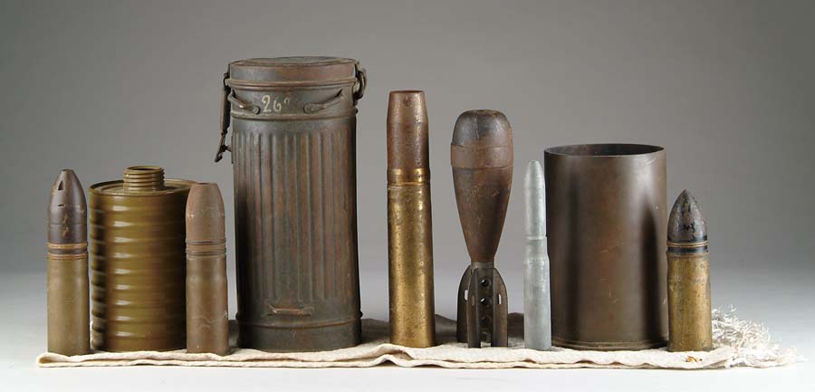 Appraisal: ORDNANCE AND MISCELLANEOUS ITEMS Lot consists of two rnds of