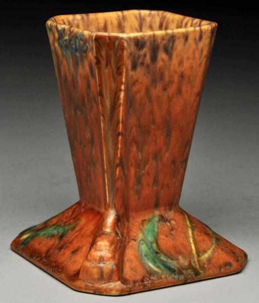 Appraisal: Roseville Futura Brown Stump Vase Description Shape - Mottled brown