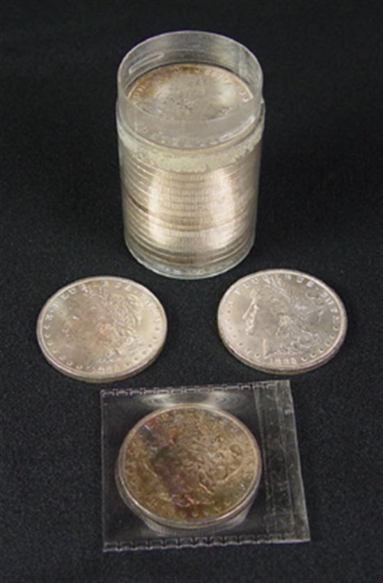 Appraisal: Roll of BU -O Morgan Dollars Grades range choice to