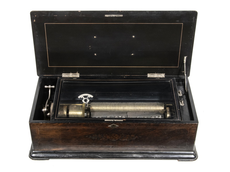 Appraisal: LARGE SWISS CYLINDER MUSIC BOX Longue Marche patented -tune cylinder