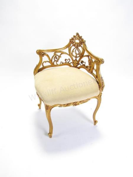 Appraisal: A vintage French style corner chair gold gilt carved wood