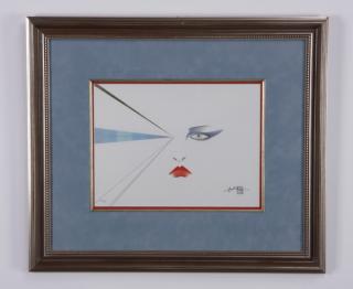 Appraisal: Hisashi Otsuka signed mixed media on fabric Circa framed and