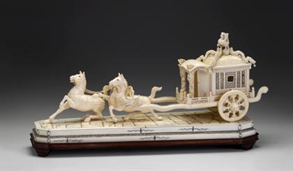 Appraisal: Two large and impressive piece elephant ivory and bone chariot