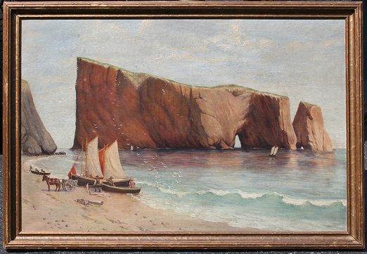 Appraisal: ITALIAN COASTAL SCENE OIL BOARD '' x '' frame ''