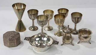 Appraisal: English and Asian silver table articles troy oz lot of