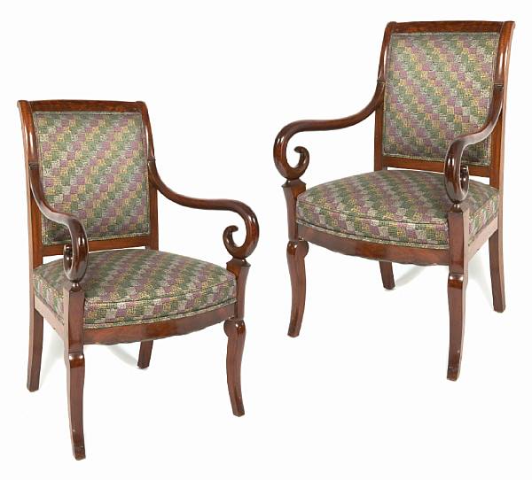 Appraisal: A set of four Charles X style mahogany armchairs height