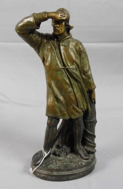 Appraisal: BRONZE SCULPTURE OF A FISHERMAN LATE TH EARLY th century