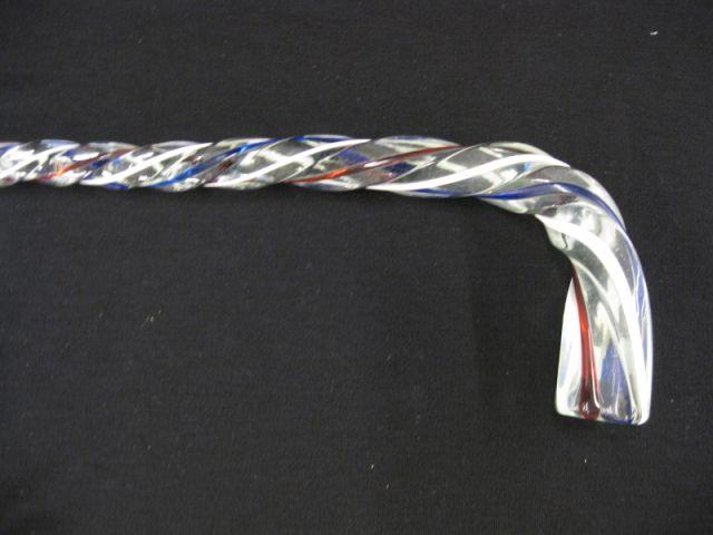 Appraisal: Victorian Art Glass Cane red white blue stripe decor long