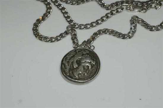 Appraisal: A GREEK COIN PENDANT ON STERLING SILVER CHAIN