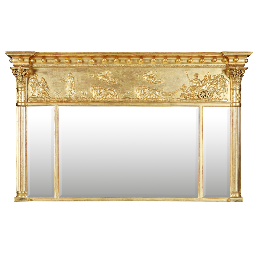 Appraisal: REGENCY GILTWOOD AND GESSO TRIPLE OVERMANTEL MIRROR TH CENTURY the