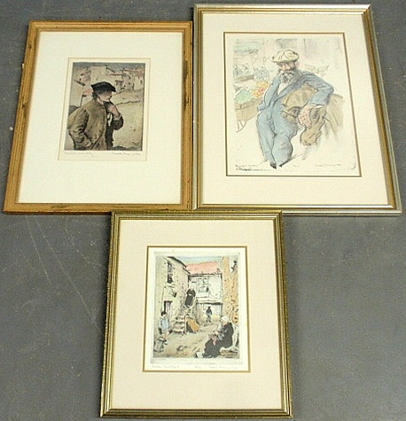 Appraisal: - Three framed matted and signed Joseph Margulies aquatints including