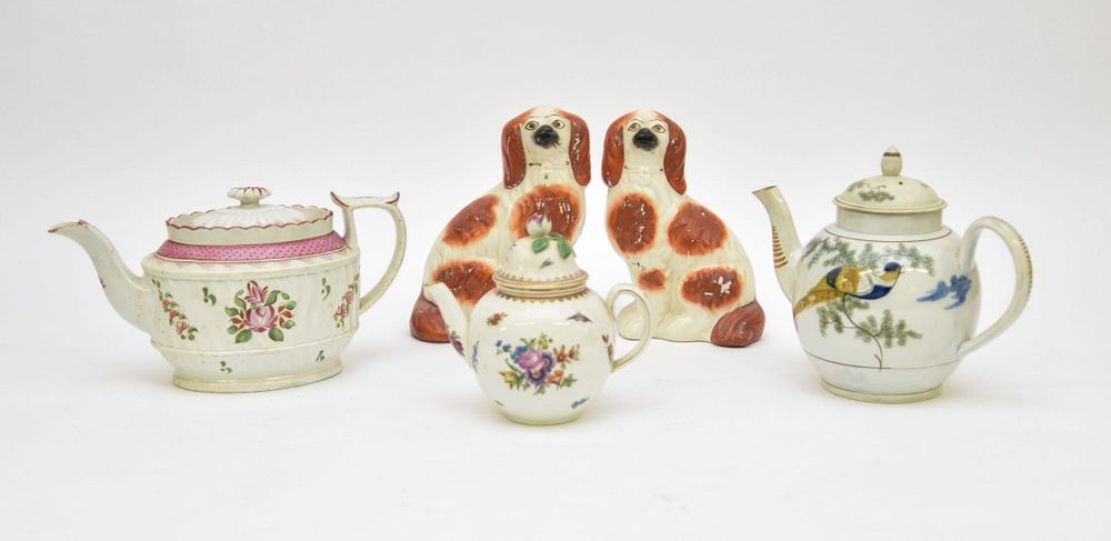 Appraisal: English Creamware Pea Fowl Teapot etc English pea fowl creamware