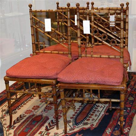 Appraisal: Set of Four Victorian Bamboo Side Chairs Estimate -