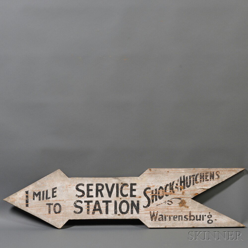 Appraisal: Painted Wooden Service Station Trade Sign probably Warrensburg New York