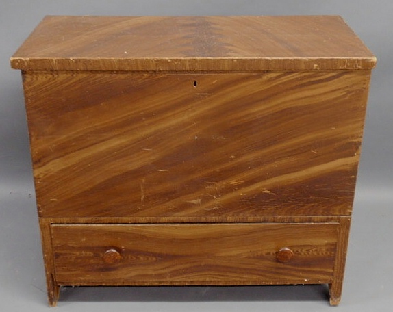 Appraisal: Blanket chest with flame grain paint decoration h x w