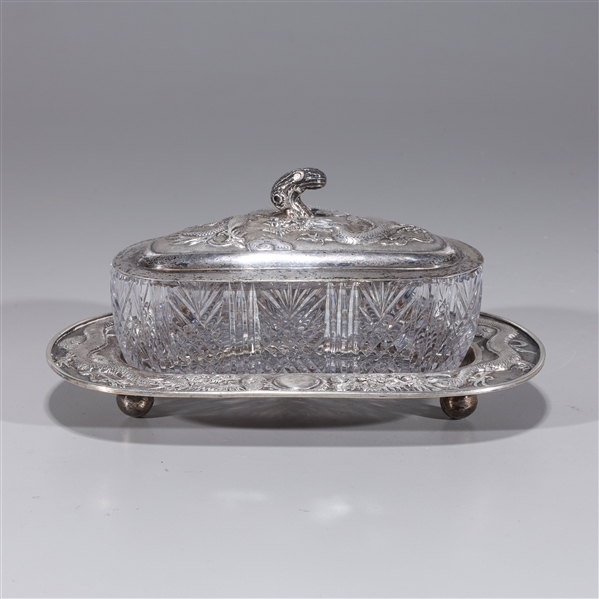 Appraisal: Chinese export silver covered dish with silver base and cover