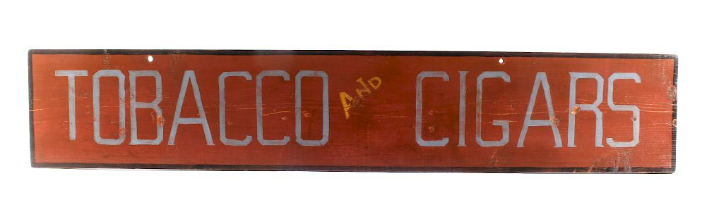 Appraisal: Folk Art Tobacco and Cigars Wooden Trade Sign For bidding