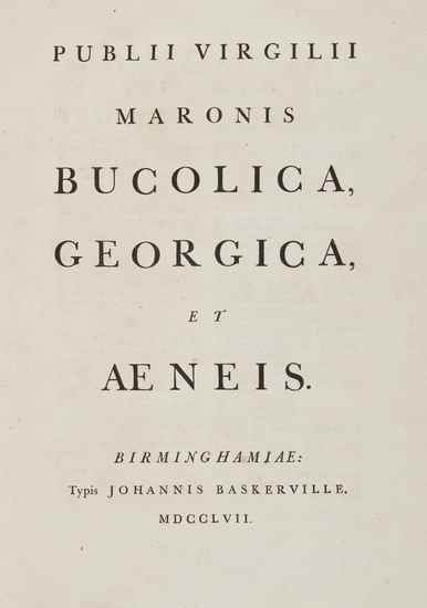 Appraisal: Baskerville - Virgilius Maro Publius Bucolica Georgica et Aeneis list