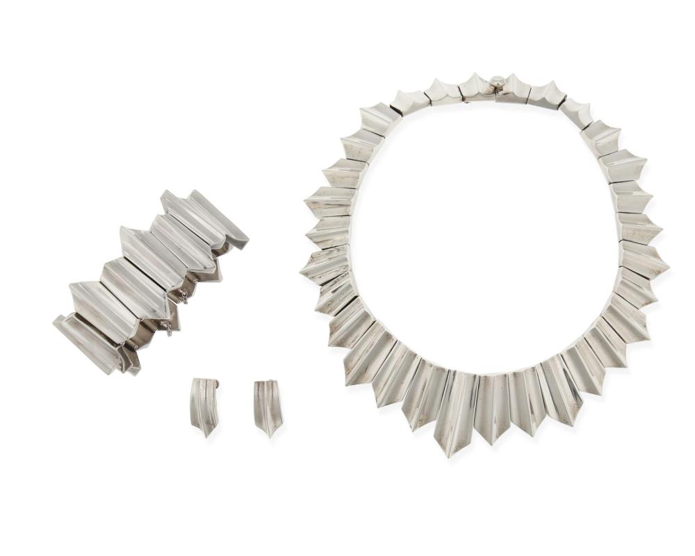 Appraisal: Antonio Pineda - Mexican A suite of silver jewelry circa