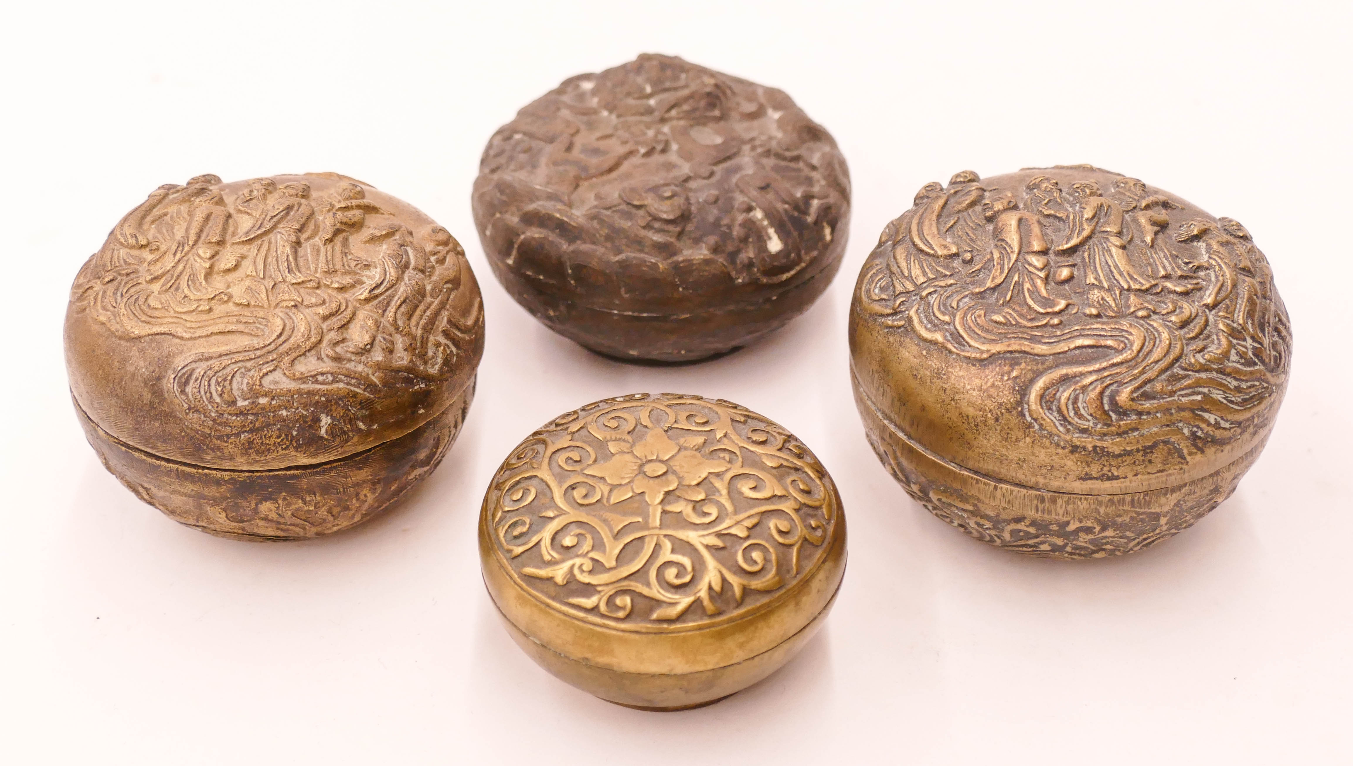 Appraisal: pc Chinese Ming Qing Bronze Ink Boxes '' to ''