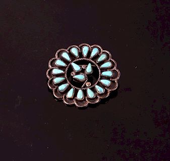 Appraisal: Early Navajo Old Pawn Silver Turquoise Brooch Pin For your