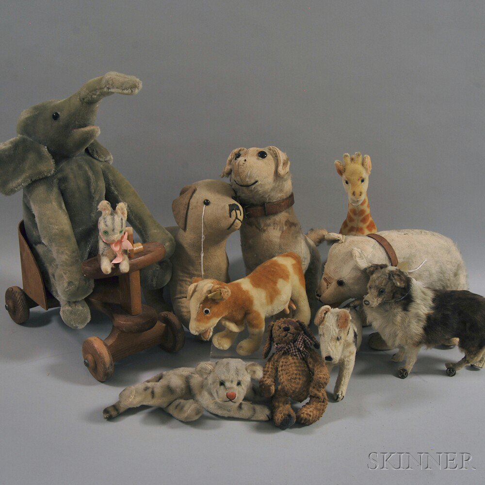 Appraisal: Group of Plush Animals Some Steiff including a cloth puppy