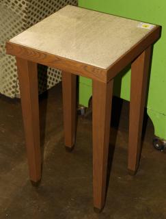 Appraisal: Harvey Probber style travertine side table having a square inset