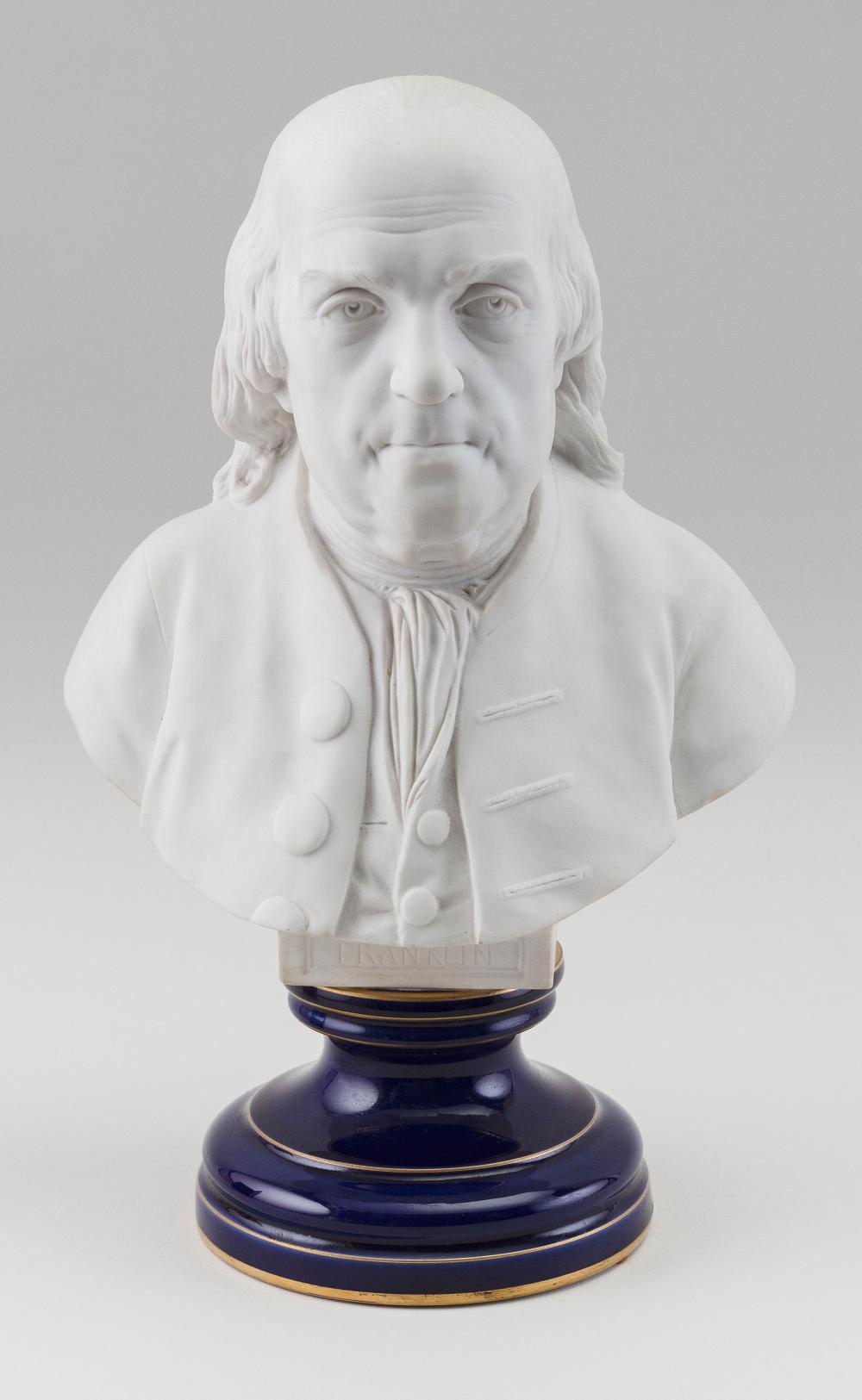 Appraisal: SEVRES BISQUE PORCELAIN BUST OF BENJAMIN FRANKLIN CIRCA TOTAL HEIGHT