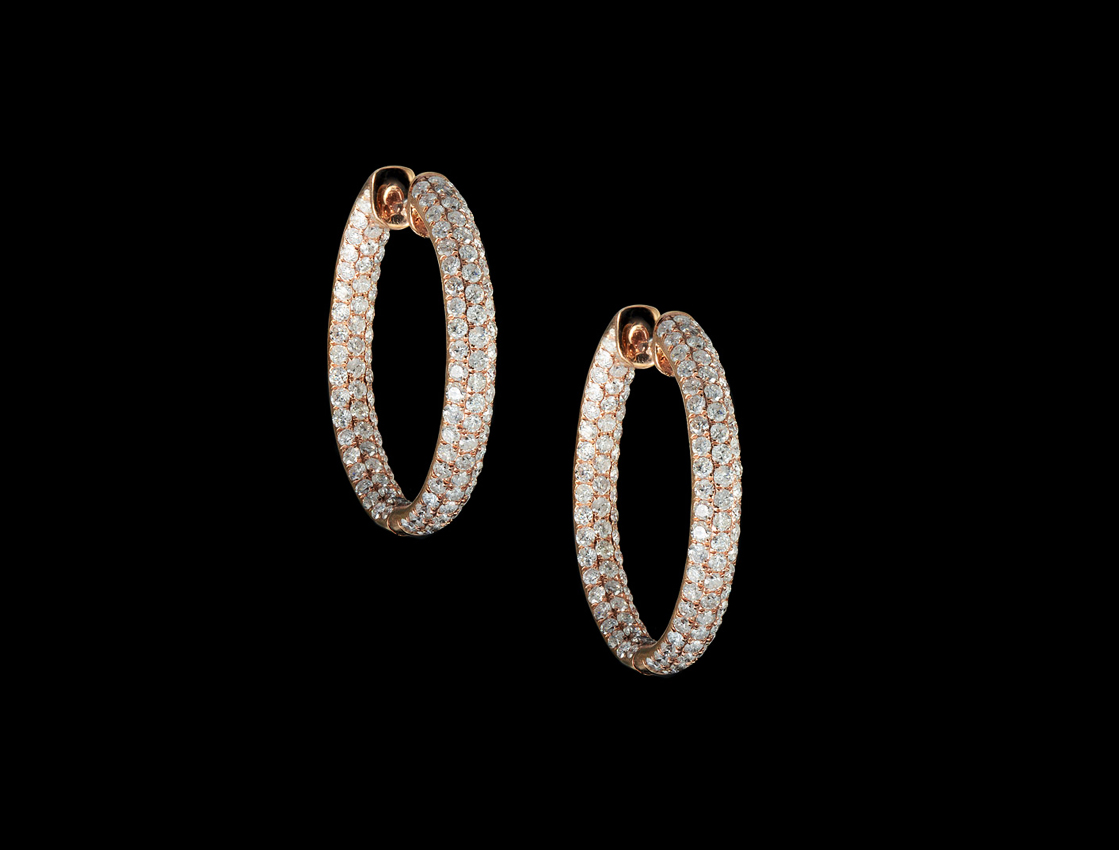 Appraisal: CTW DIAMOND HOOP EARRINGS K rose gold hinged hoop earrings