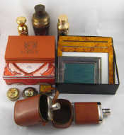 Appraisal: A mixed lot comprising a pair of leather cased plated