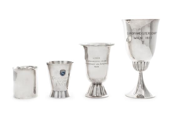 Appraisal: Sale Lot Three Continental Silver Presentation Cups th Century of