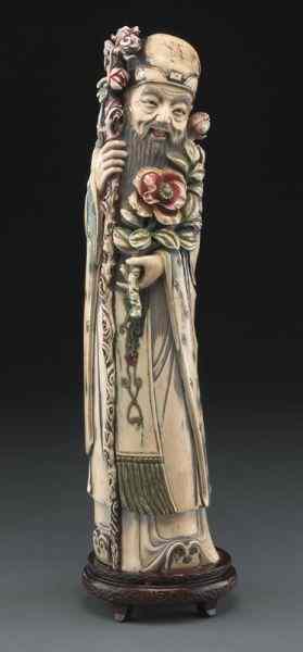 Appraisal: Chinese carved polychrome ivory figure International buyers should note that