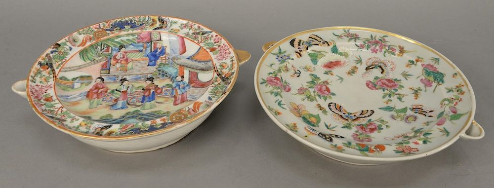 Appraisal: Two Chinese porcelain warming dishes Famille Rose with hand painted