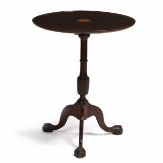 Appraisal: Chippendale Style Inlaid Tilt Top Tea Table early th century