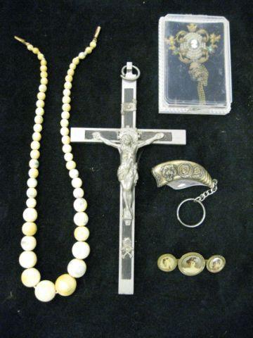 Appraisal: Estate Mixture crucifix photo Victorian pin costume brooch knife ivory