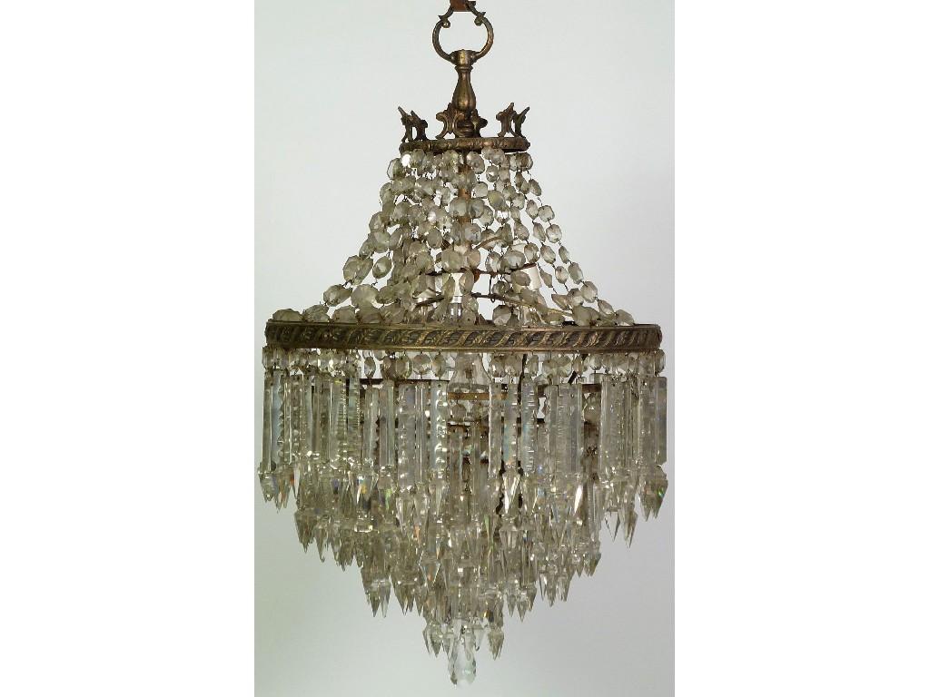 Appraisal: EARLY TH CENTURY GILT METAL AND CUT GLASS TENT AND