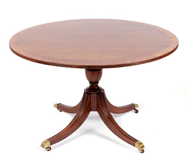 Appraisal: A Regency style circular tilt top tea table height in