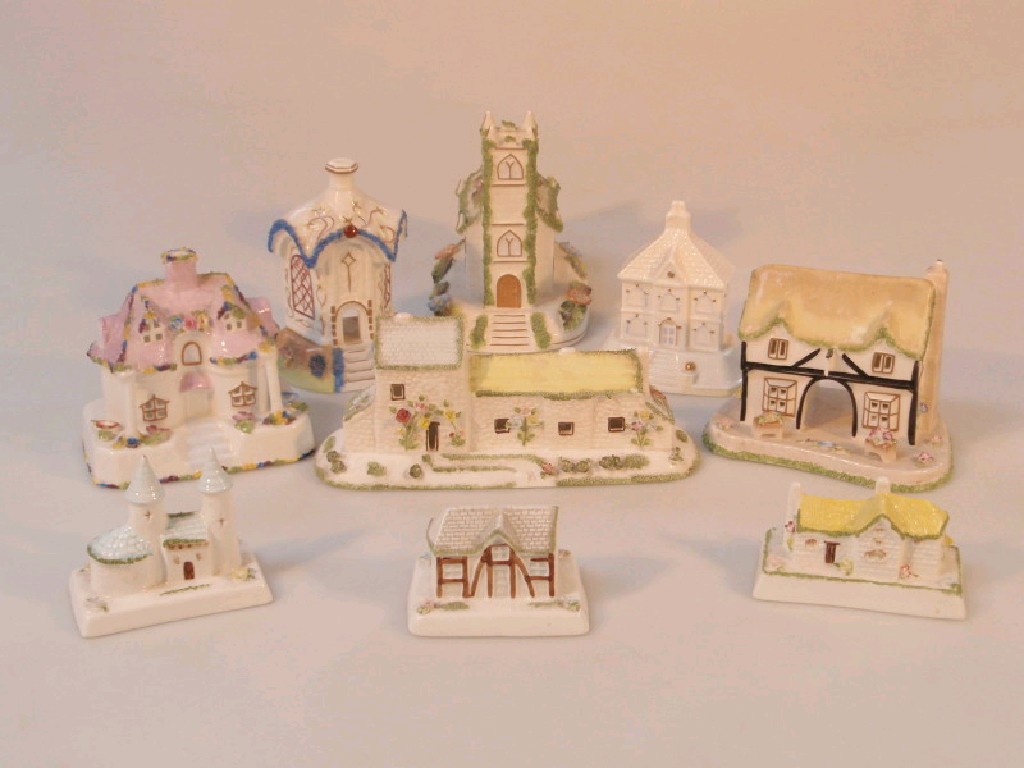 Appraisal: Nine Coalport reproduction cottages The Towers Tudor Cottage Rustic Cottage