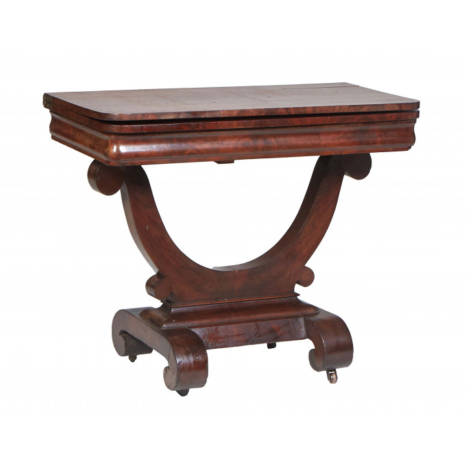 Appraisal: American Classical Carved Mahogany Games Table th c the rounded