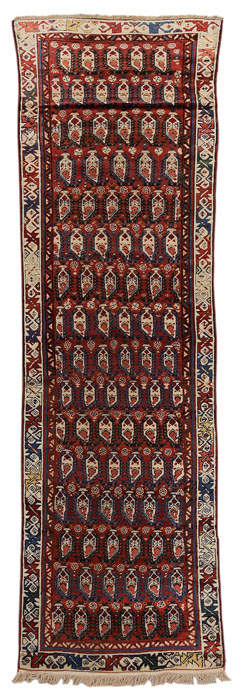 Appraisal: Karabaugh Rug Caucasian rows of guls on brick-red ground major