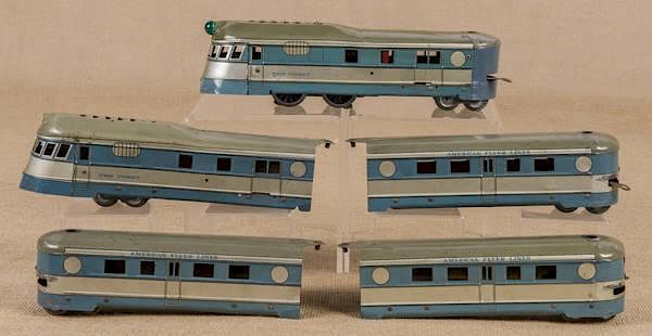 Appraisal: American Flyer O gauge The Comet five-piece tra American Flyer