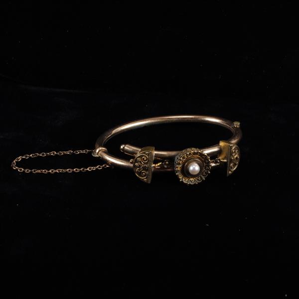 Appraisal: Victorian gold filled bypass bracelet with pearl inner width