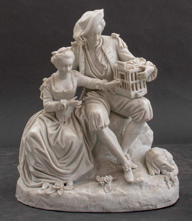 Appraisal: SEVRES STYLE BISQUE FIGURAL GENRE GROUP Sevres or Meissen style