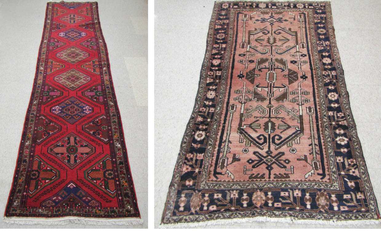 Appraisal: TWO HAND KNOTTED SEMI-ANTIQUE PERSIAN AREA RUGS ' X '