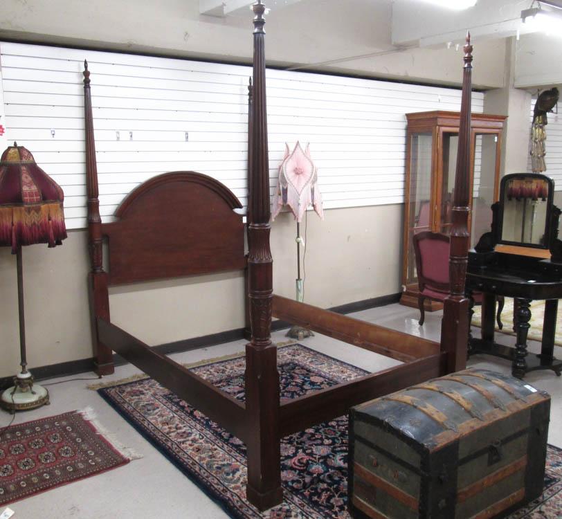 Appraisal: FEDERAL STYLE MAHOGANY FOUR-POSTER CANOPY BED American early th century