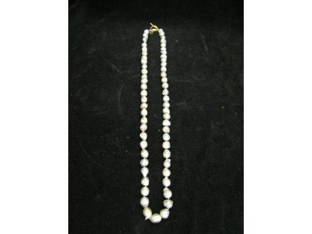 Appraisal: Silver Grey Baroque Pearl Necklace - to mm pearls long