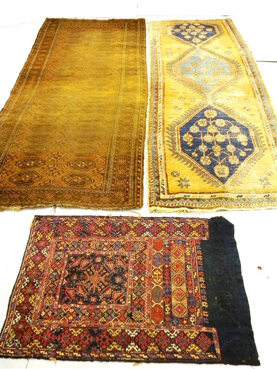 Appraisal: Three Oriental rugs The first an antique Persian Hamadan tan