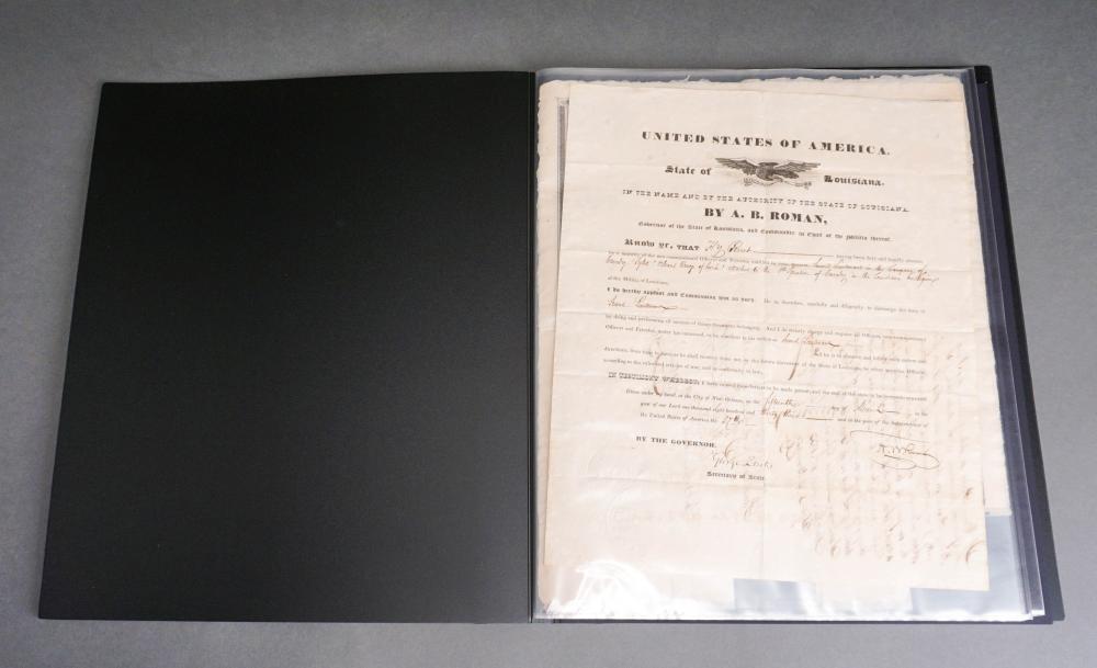 Appraisal: CONFEDERATE SECOND LIEUTENANT PROMOTION DOCUMENT AND FOUR CONFEDERATE STATES OF